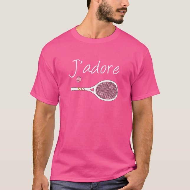 Fransk Chic J'adore Tennis Player Design T Shirt (Framsida)
