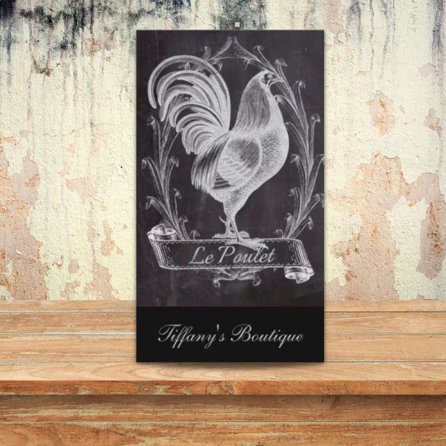 fransk chic-krita westerna land tupp visitkort (french chic chalkboard western country rooster business card)