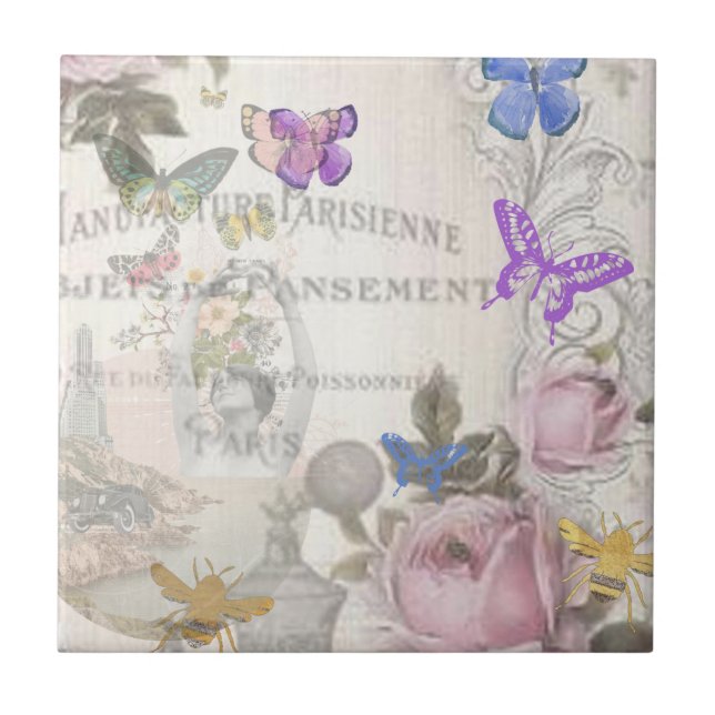 Fransk chic,land rustik,blommönster,ro,re kakelplatta (Framsidan)