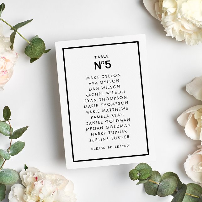 Fransk Chic Monochrome Minimal Bröllop Bordsnummer (Skapare uppladdad)
