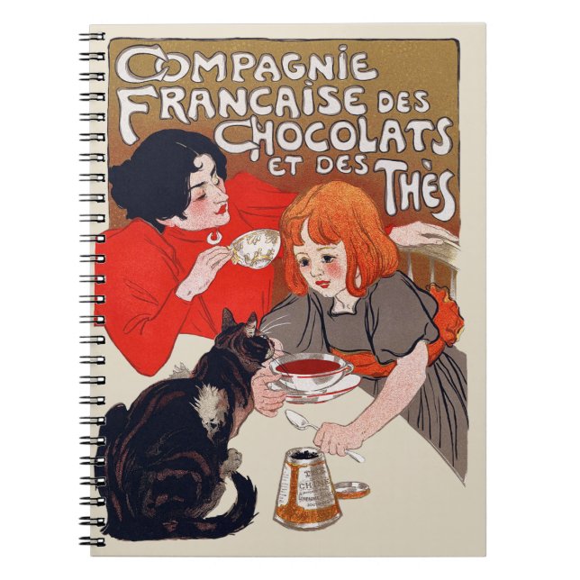 Fransk Chocolate Party Steinlen Art Anteckningsbok (Framsidan)