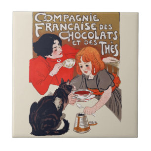 Fransk Chocolate Party Steinlen Art Kakelplatta