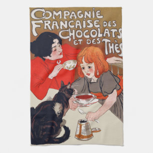 Fransk Chocolate Party Steinlen Art Kökshandduk
