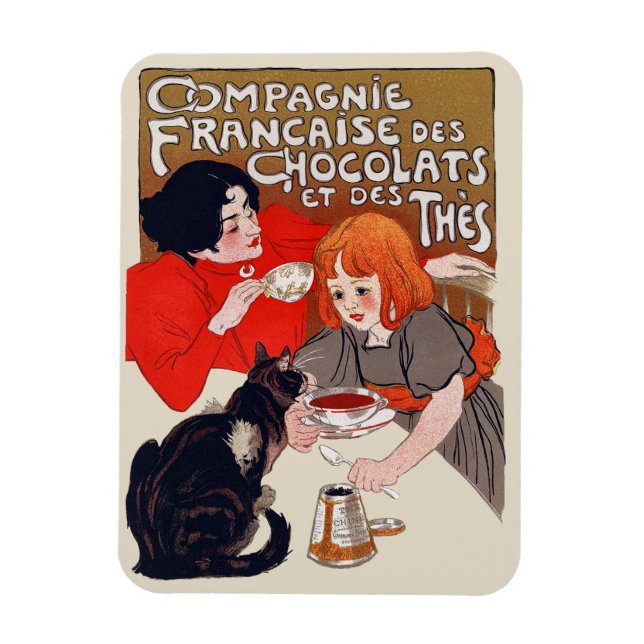 Fransk Chocolate Party Steinlen Art Magnet (Vertikal)