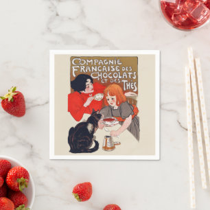Fransk Chocolate Party Steinlen Art Pappersservett