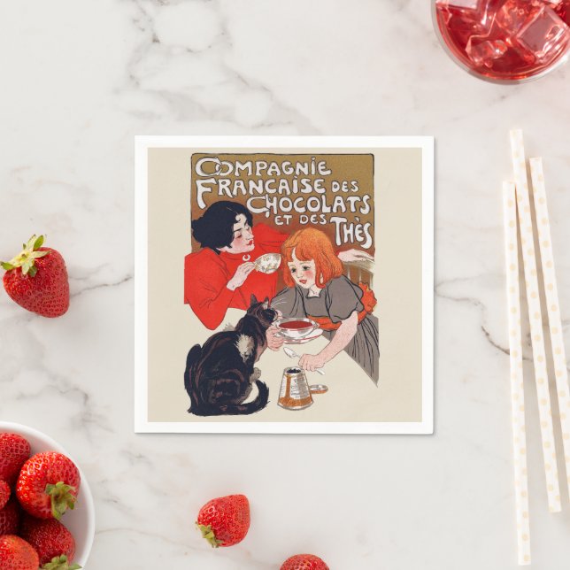 Fransk Chocolate Party Steinlen Art Pappersservett (Insitu)