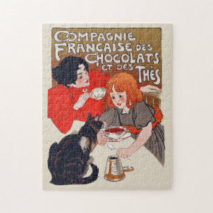 Fransk Chocolate Party Steinlen Art Pussel