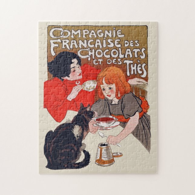 Fransk Chocolate Party Steinlen Art Pussel (Vertikal)