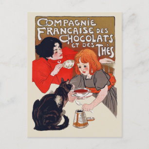 Fransk Chocolate Party Steinlen Art Vykort