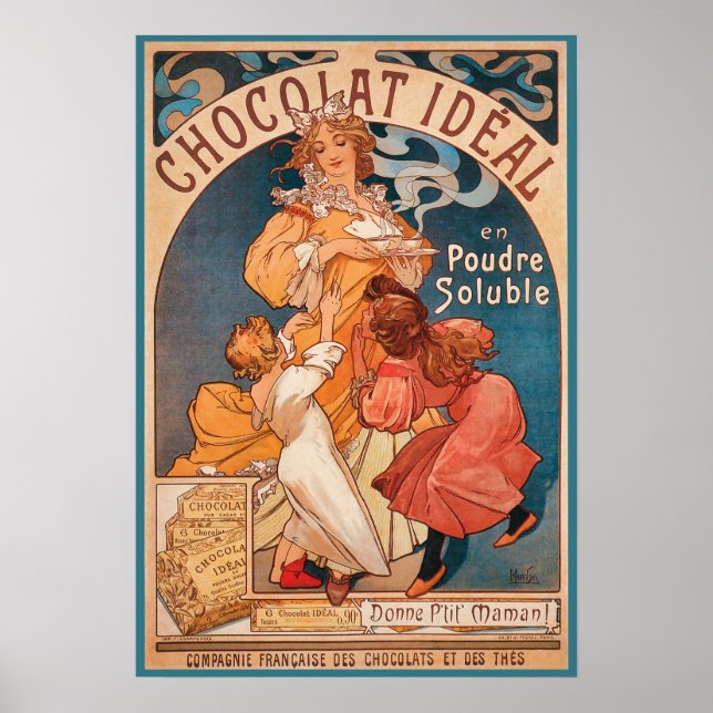 Fransk Chocolate Vintage Annons Poster (Framsidan)