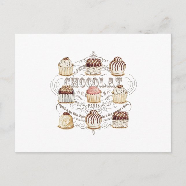 fransk-choklad av modern vintage vykort (Framsida)