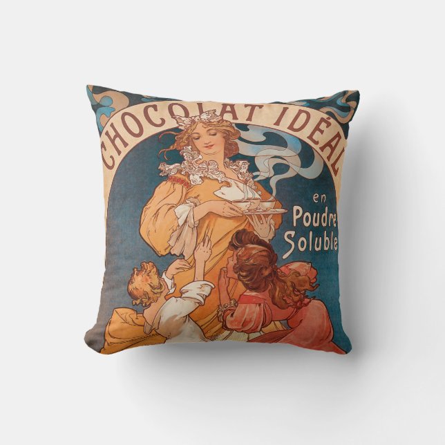 Fransk chokladvintageannonsering kudde (Framsida)