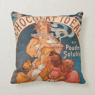 Fransk chokladvintageannonsering kudde