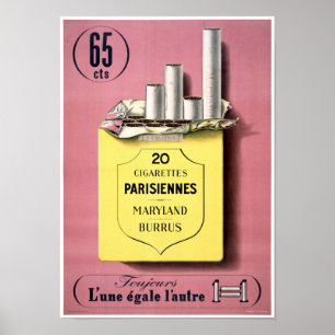 Fransk Cigarettes Vintage affisch återställd