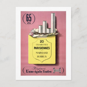 Fransk Cigarettes Vintage affisch återställd Vykort