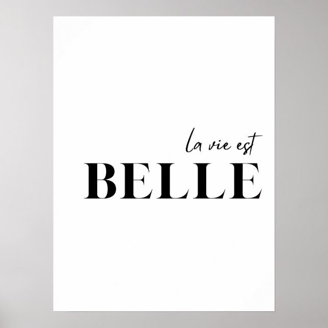 Fransk Citat "La vie est belle" Poster (Framsidan)