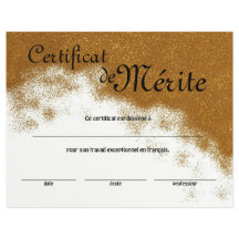 Fransk Class Generic Certificate of Excellence