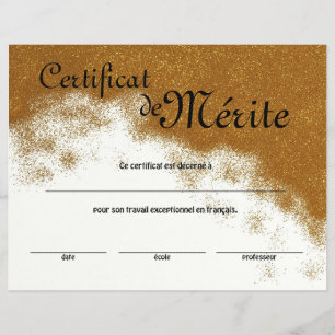 Fransk Class Generic Certificate of Excellence Reklamblad