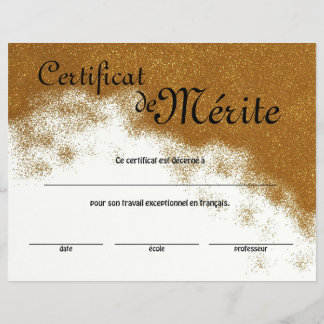 Fransk Class Generic Certificate of Excellence Reklamblad