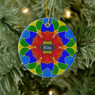 Fransk Cloisonne Enamel Art Titta på Namn Julgransprydnad Keramik