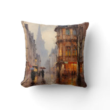 Fransk Cobblestone Street Town - Impressionist Art