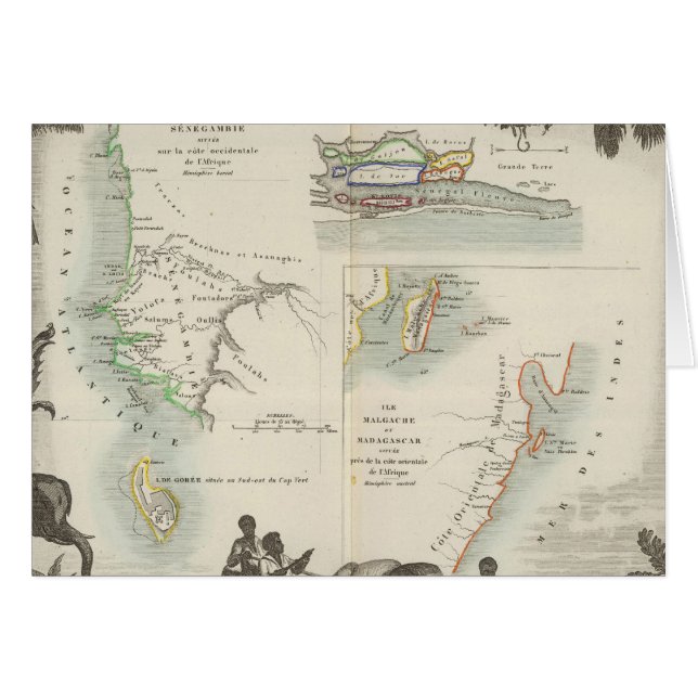 Fransk Colonies in Afrika Hälsningskort (Framsidan Horizontal)