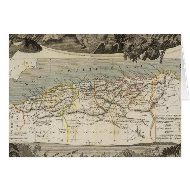 Fransk colony Algeriet Hälsningskort (Framsidan Horizontal)