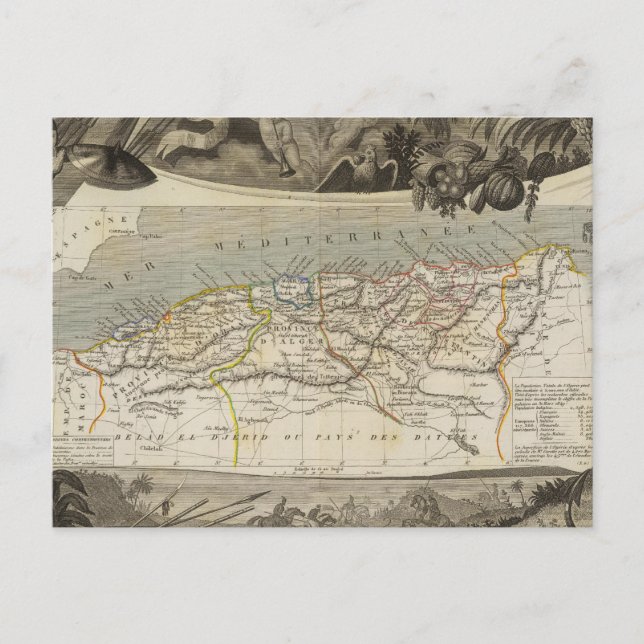 Fransk colony Algeriet Vykort (Framsida)