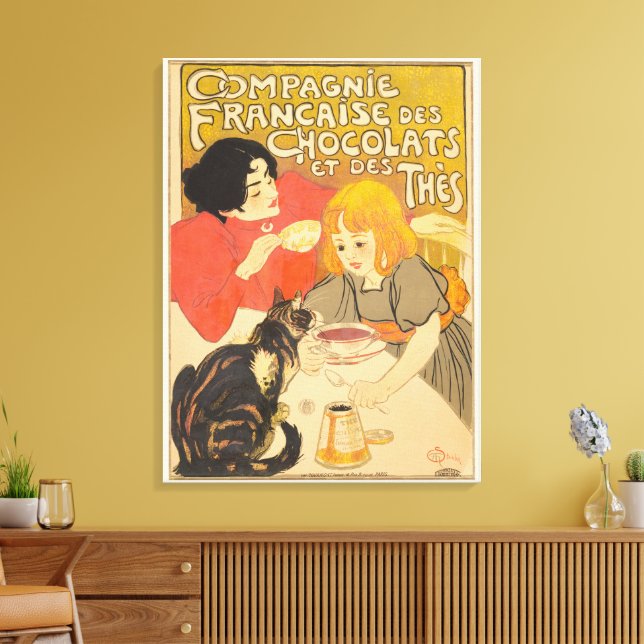 Fransk Company of Chocolates and Teas, Art nouveau Canvastryck (Insitu (Vardagsrum))