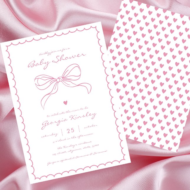 Fransk Coquette Bow Stollig Ram Girl Baby Shower Inbjudningar (Skapare uppladdad)