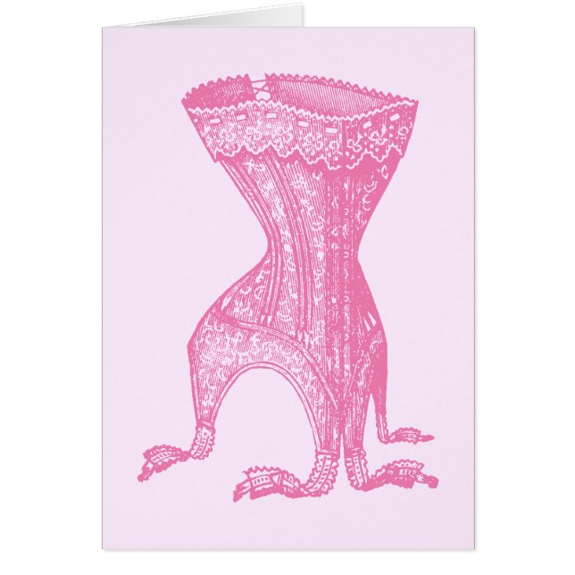 Fransk Corset Rosa Hälsningskort (Framsidan)