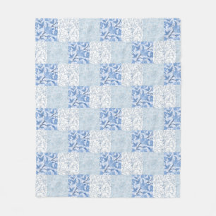 Fransk Cottage Quilted Mönster Blue Blommigt Fleecefilt