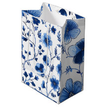 Fransk Cottagecore Blue Blommönster Tissue Pap