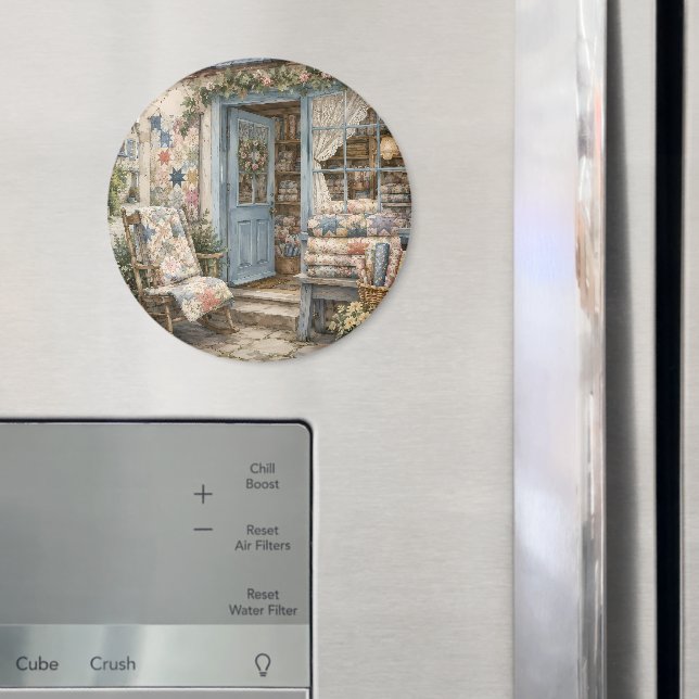 Fransk Cottagecore-Quiltbutik Vattenfärg Magnet (In Situ (Fridge))