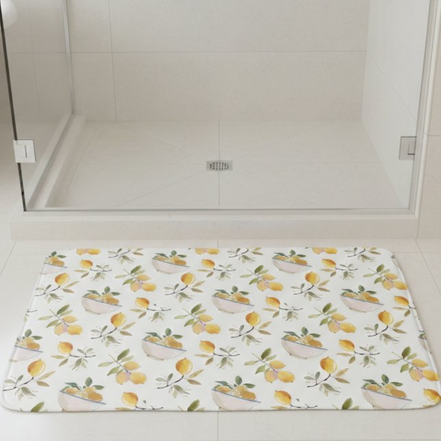 Fransk Country Citron Mönster Badrumsmatt Badrumsmatta (cute french country lemon pattern bath mat)