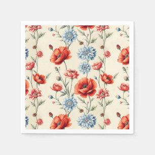 Fransk countrypoppel och dahlia pappersservett