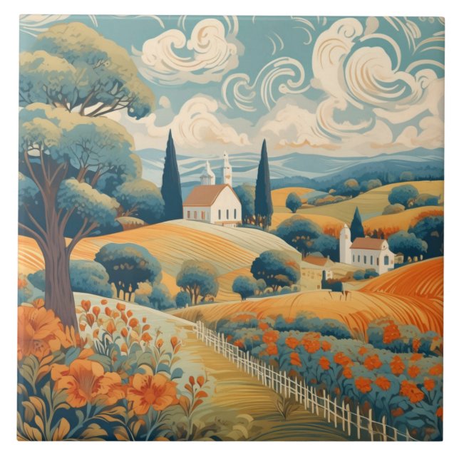Fransk Countryside Kakelplatta (Framsidan)