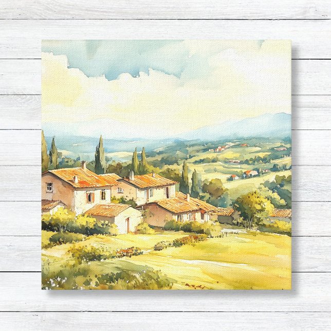 Fransk Countryside Rolling Backe Art Canvastryck (French Countryside Canvas Art Print for Kitchen, Dining or Living Room Wall decor)