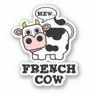 Fransk Cow Funny Animal Pun Klistermärken