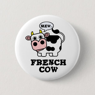 Fransk Cow Funny Animal Pun Knapp