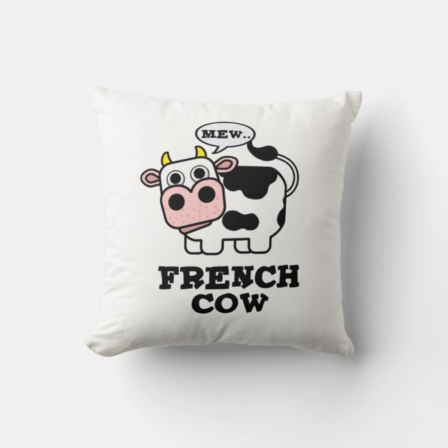 Fransk Cow Funny Animal Pun Kudde (Framsida)
