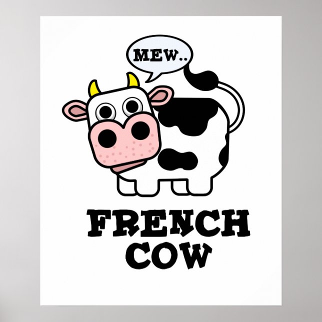 Fransk Cow Funny Animal Pun Poster (Framsidan)