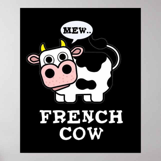 Fransk Cow Funny Animal Pun Poster (Framsidan)