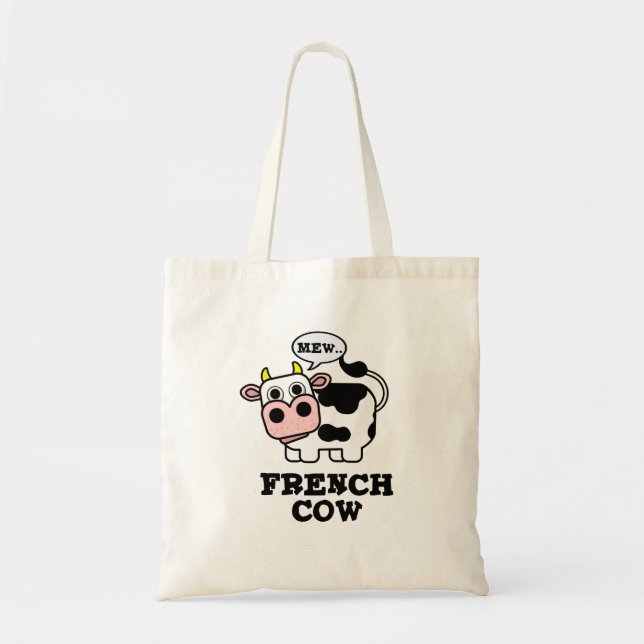 Fransk Cow Funny Animal Pun Tygkasse (Framsidan)