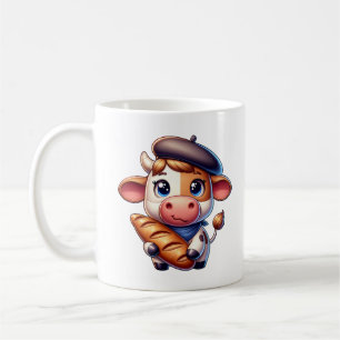Fransk Cow med Baguette Kaffemugg
