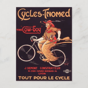 Fransk Cowboy Bicycle Ad Vykort