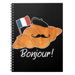 Fransk Croissant Älskare Frankrike Flagga Francoph Anteckningsbok