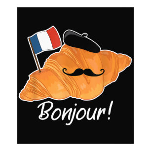 Fransk Croissant Älskare Frankrike Flagga Francoph Fototryck