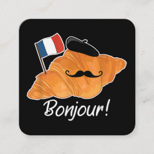 Fransk Croissant Älskare Frankrike Flagga Francoph Fyrkantigt Visitkort