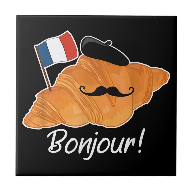 Fransk Croissant Älskare Frankrike Flagga Francoph Kakelplatta (Framsidan)